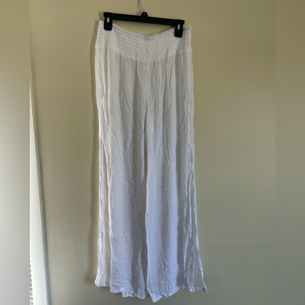 Shade & Shore Cream Pleated Maxi Skirt Casual Resort Wear
